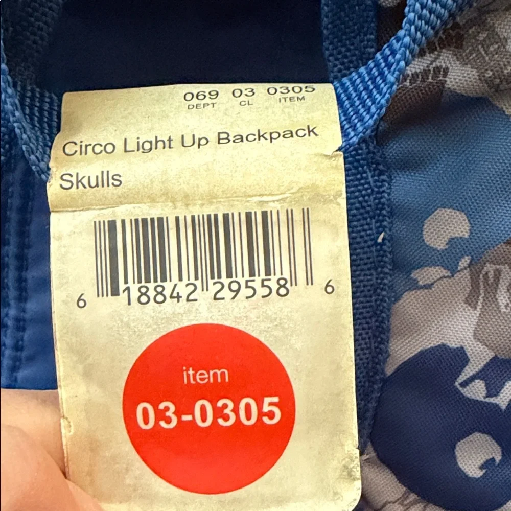 NWT Circo Blue & Gray Light-Up Skull Backpack 3 Pocket 16x12x4 Travel School
